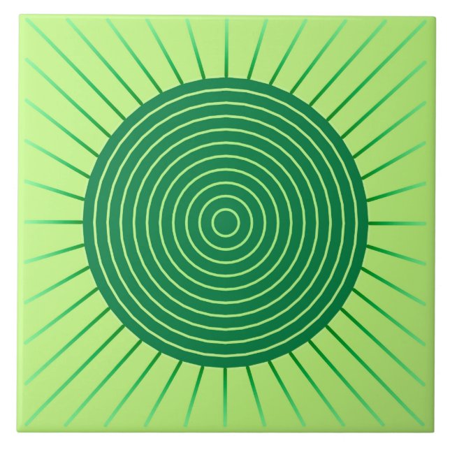 Modern Geometric Sunburst - Emerald Green and Lime Tile (Front)