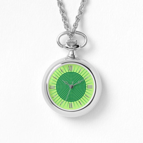 Modern Geometric Sunburst _ Emerald Green and Lime Watch