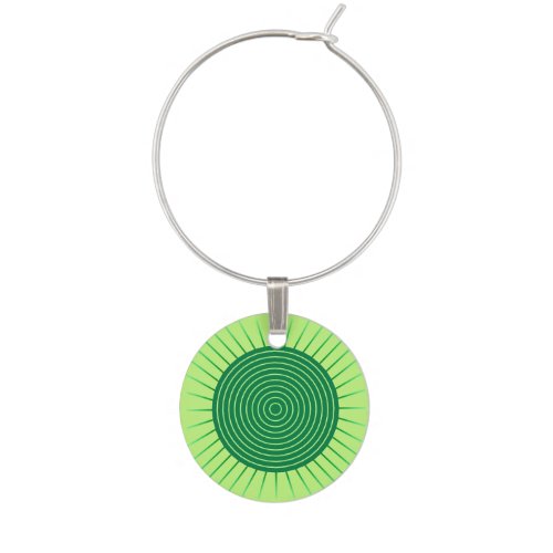 Modern Geometric Sunburst _ Emerald Green and Lime Wine Charm