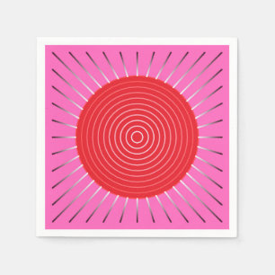 Modern Geometric Sunburst - Fuchsia and Red Paper Napkins