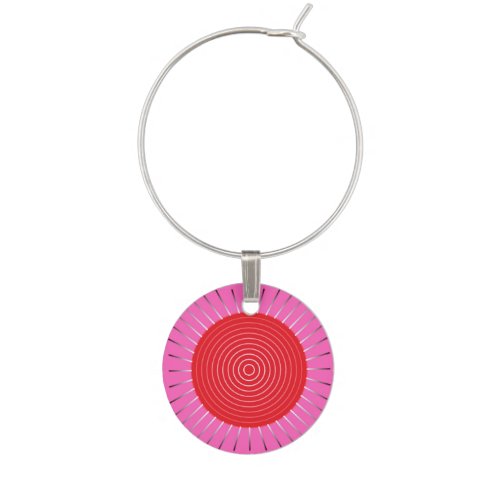 Modern Geometric Sunburst _ Fuchsia and Red Wine Charm