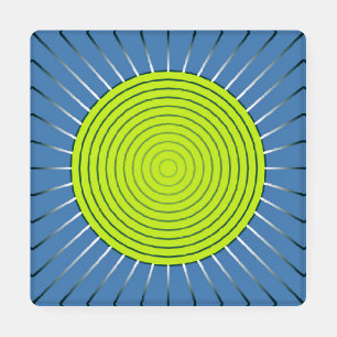 Modern Geometric Sunburst - Lime and Denim Blue Coaster Set