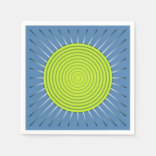 Modern Geometric Sunburst - Lime and Denim Blue Napkins