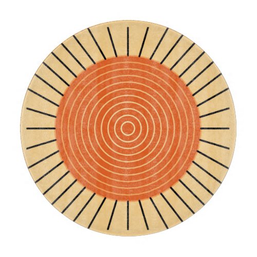 Modern Geometric Sunburst _ Mandarin Orange Cutting Board