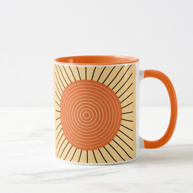 Modern Geometric Sunburst - Mandarin Orange Mug (Right)