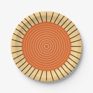 Modern Geometric Sunburst - Mandarin Orange Paper Plates