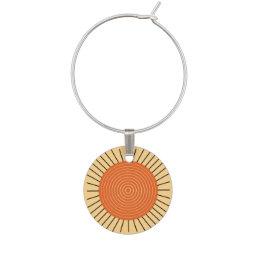 Modern Geometric Sunburst - Mandarin Orange Wine Glass Charm