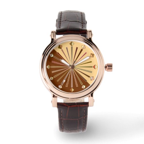 Modern Geometric Sunburst Mustard Gold Watch