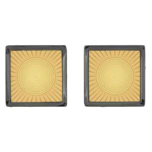 Modern Geometric Sunburst - Mustard Gold / Yellow Cufflinks