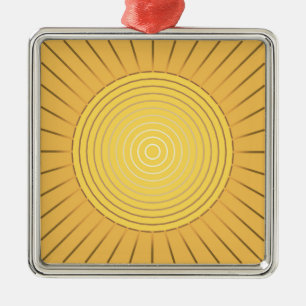 Modern Geometric Sunburst - Mustard Gold / Yellow Metal Ornament