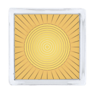 Modern Geometric Sunburst - Mustard Gold / Yellow Silver Finish Lapel Pin