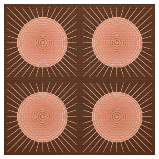 Modern Geometric Sunburst - Peach and Brown Fabric