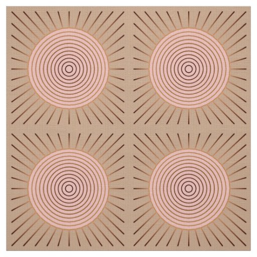 Modern Geometric Sunburst - Peach and Tan Fabric