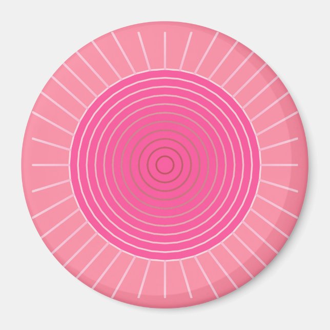 Modern Geometric Sunburst - Shades of Coral Pink Magnet (Front)