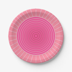 Modern Geometric Sunburst - Shades of Coral Pink Paper Plates