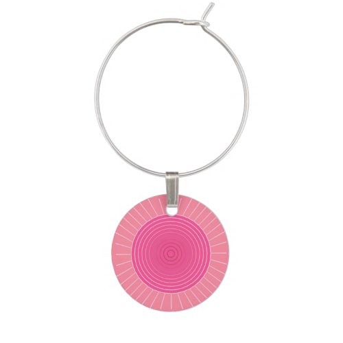 Modern Geometric Sunburst _ Shades of Coral Pink Wine Charm