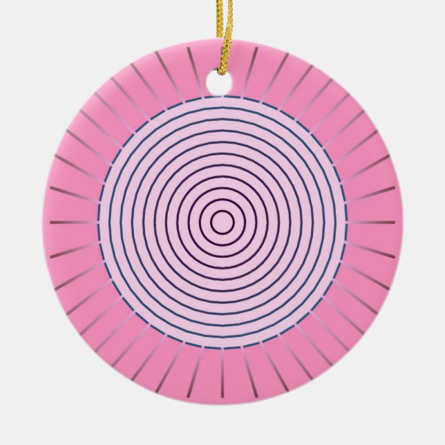 Modern Geometric Sunburst - Shades of Pink Ceramic Ornament (Front)
