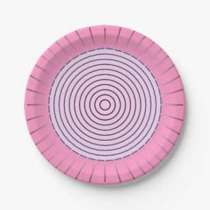 Modern Geometric Sunburst - Shades of Pink Paper Plates