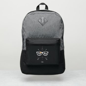 Modern Geometric Sunglasses Beach Palm Monogram Port Authority® Backpack by PoshPaperCo at Zazzle