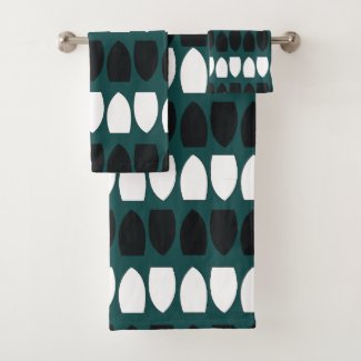 Modern Geometric Teal Blue White Black