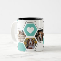 Modern Geometric Teal Heart Paw Dog Photo Keepsake