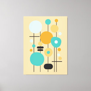 Modern Geometric Teal Orange Abstract Art Canvas Print