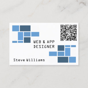 Modern geometric template with QR code Business Card