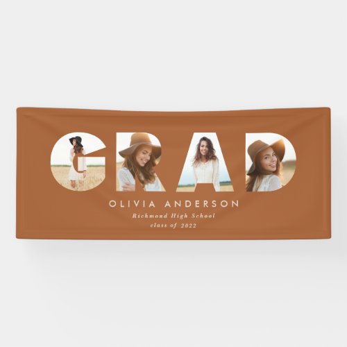 Modern geometric terracotta multi photo graduation banner