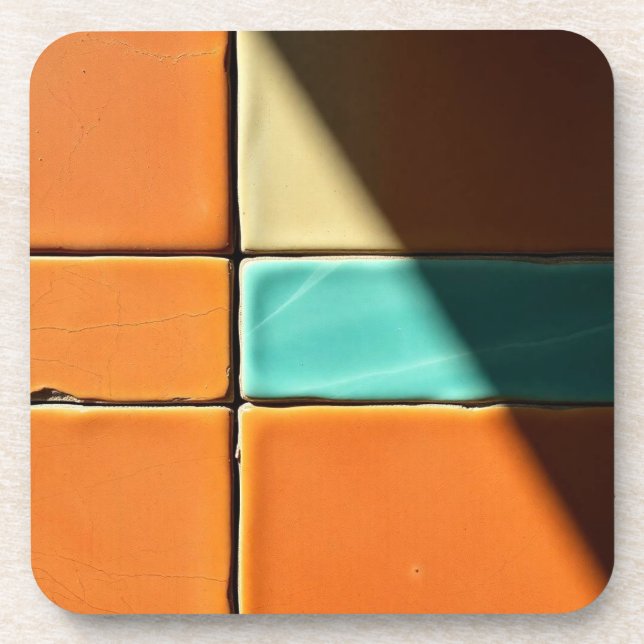 Modern Geometric Tile Pattern Design Beverage Coaster (Front)