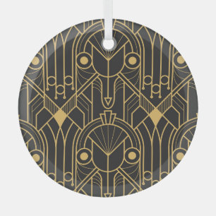 Modern Geometric Tiles Art Deco Glass Ornament