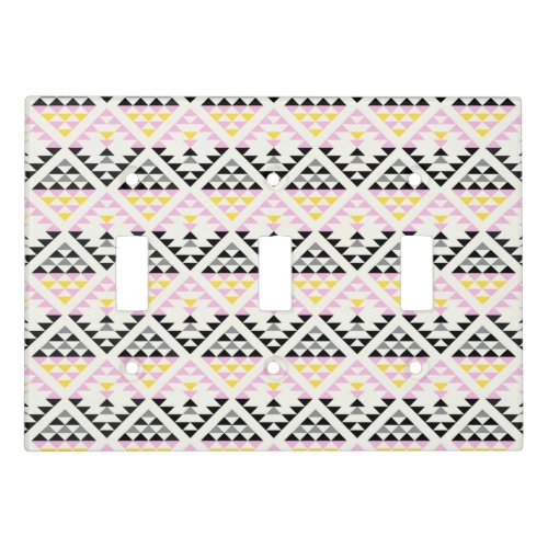 Modern Geometric Tiles Triangle Pattern Pink Black Light Switch Cover