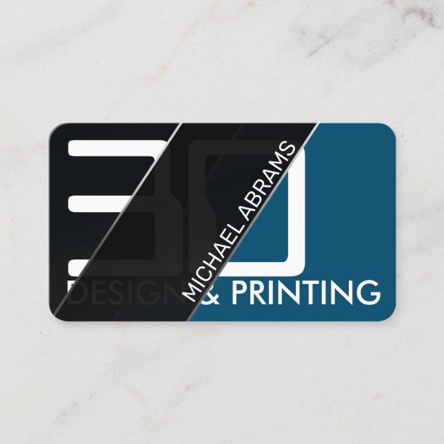 Modern geometric transparent blue business card (Front)