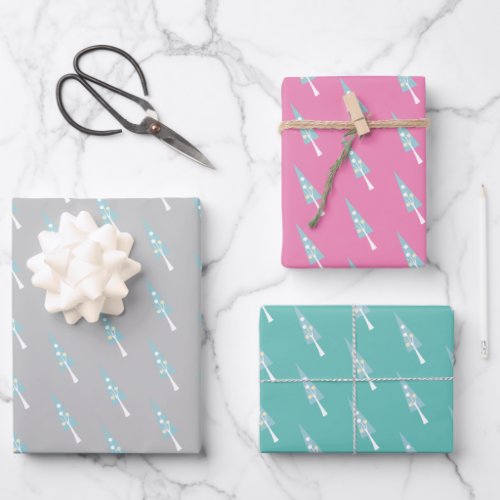 Modern Geometric Trees Pattern Wrapping Paper Sheets