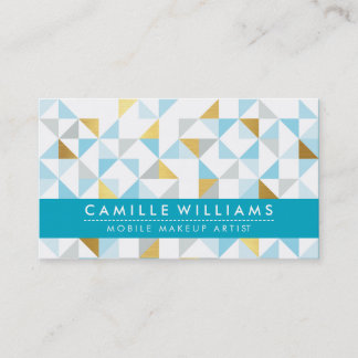 MODERN GEOMETRIC triangle aztec pattern aqua gray Business Card