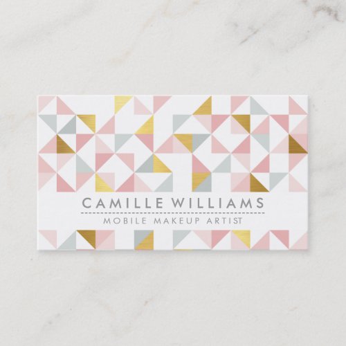 MODERN GEOMETRIC triangle aztec pattern coral gray Business Card
