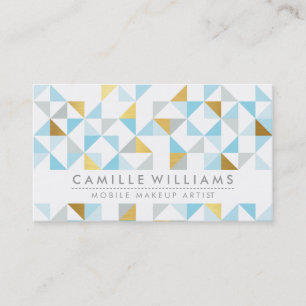 MODERN GEOMETRIC triangle aztec pattern gray blue Business Card