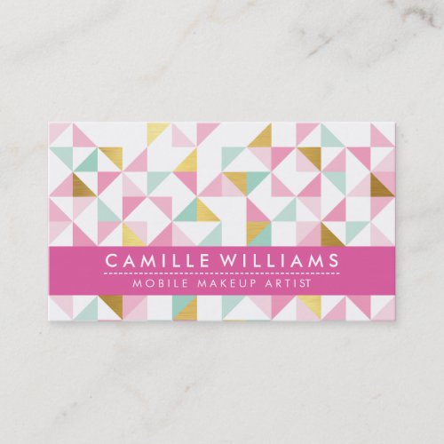 MODERN GEOMETRIC triangle aztec pattern mint pink Business Card