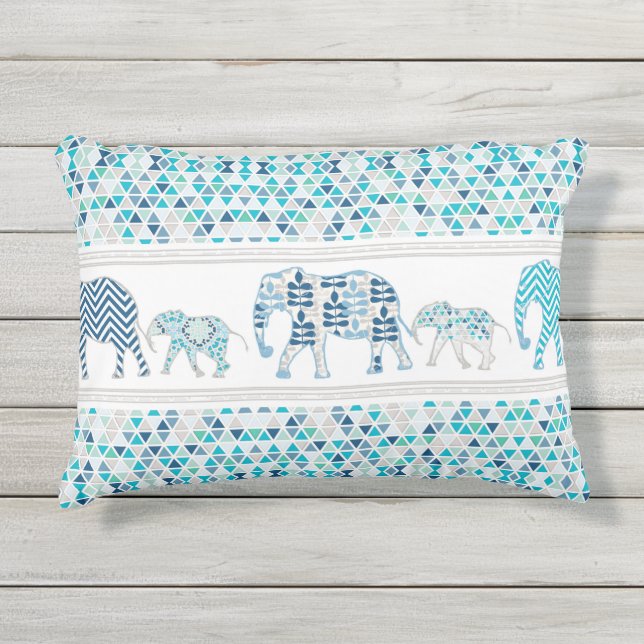 Modern Geometric Triangle Beach Glass Pattern Outdoor Pillow (Front)