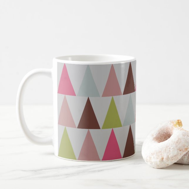 Modern geometric triangle pattern coffee mug (With Donut)
