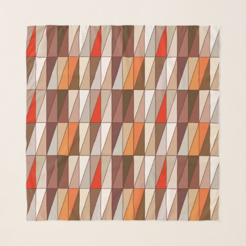 Modern Geometric Triangles Beige Brown Red Scarf