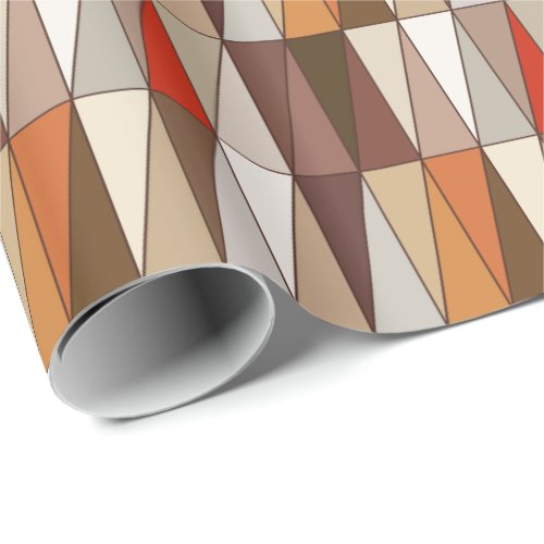 Modern Geometric Triangles Beige Brown Red Wrapping Paper