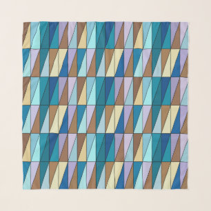 Modern Geometric Triangles, Blue and Coffee Brown Scarf
