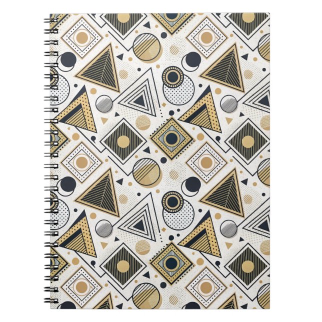 Modern Geometric Triangles & Circles Pattern Art Notebook (Front)