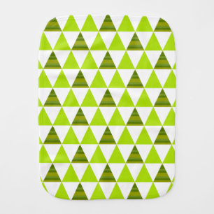 Modern Geometric Triangles Green & White Pattern Burp Cloth