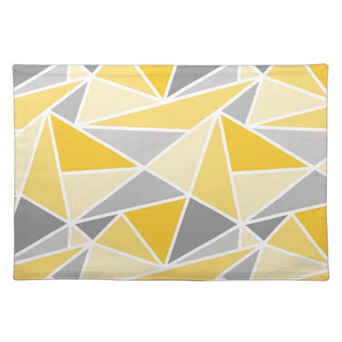 Modern Geometric Triangles Mustard Yellow Gray Cloth Placemat