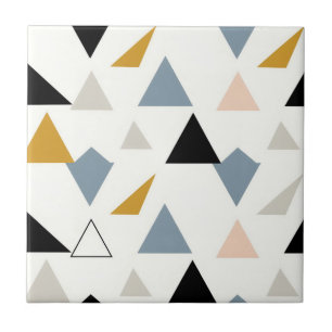 Modern Geometric Triangles Pattern Ceramic Tile