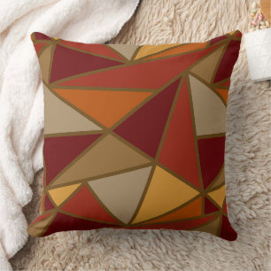Modern Geometric Triangles, Rust, Burgundy, Brown Throw Pillow