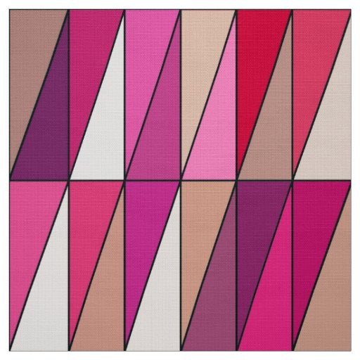 Modern Geometric Triangles, Violet, Pink and Beige Fabric