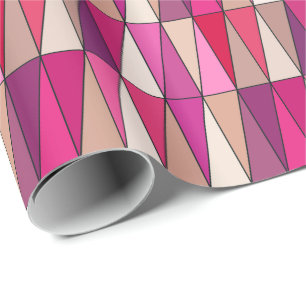 Modern Geometric Triangles, Violet, Pink and Beige Wrapping Paper