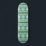 Modern Geometric Tribal Green Blue Pattern Skateboard<br><div class="desc">Modern Geometric Tribal Green Blue Pattern Skateboard features a colorful geometric pattern in green, blue, orange and white. Designed by ©Evco Studio www.zazzle.com/store/evcostudio</div>